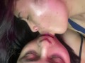 A naughty girl sucks my huge tongue