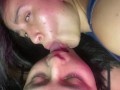A naughty girl sucks my huge tongue
