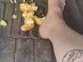 Pedal pumping  and stomping Twinkies barefooted
