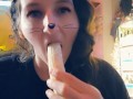 Snapchat girl eats banana with yogurt on it ♡