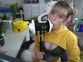 Banana girl licks your ears - shyphoebe girl with braces ASMR
