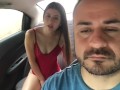 young Colombian gives control of the lush to the uber driver so he can make her run
