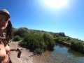 Fucking on the Hood of the Volkswagen Rabbit. Naked at the Springs