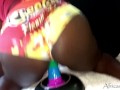 Big Ass Ebony 18 year old riding dick in the back of a Taxi wearing booty shorts.
