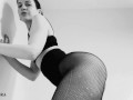 Fishnet Tights Ass and Feet Tease in Black and White