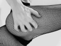 Fishnet Tights Ass and Feet Tease in Black and White