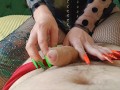 How do you like my new manicure? Fetish of long, sharp nails on a worthless dick