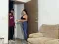 Busty Colombian babe gets skinny delivery guy fucked with a tip