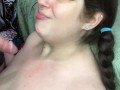 BBW GIVES SLOPPY HEAD DEEPTHROATS FOR A MASSIVE CUMSHOT ON TONGUE