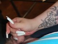 Long Nails Handjob from divine BBW Handjob Queen with White Nails *Intense Male Orgasm*