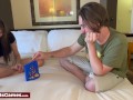 A sexy connect 4 strip game featuring a horny couple