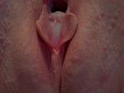 Sexy teen close up spreading pussy open and farting out cum after multiple loads