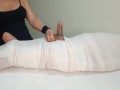 Part2 MUMMIFIED Handjob with interruption of cum for two minutes.