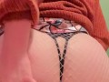 Fat ass slut in fishnets entertains you with her curves (no talking)