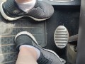 Revving my mini Cooper in my sneakers