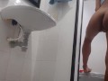 Horny Latina records herself masturbating for her boyfriend in the bathroom
