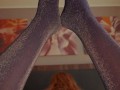 Jerk & Cum on my Big Ass in Nylon Pantyhose with Tampon String out of my Ginger Pussy
