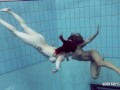 Astonishing babes swimming without clothes and have fun