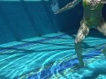 Cute wifey gets naked quickly in the pool