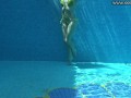 Cute wifey gets naked quickly in the pool