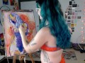 Camgirl Slut painting Slutty Self Portrait on LIVESTREAM