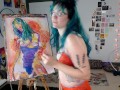 Camgirl Slut painting Slutty Self Portrait on LIVESTREAM