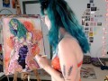 Camgirl Slut painting Slutty Self Portrait on LIVESTREAM