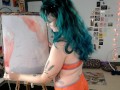 Camgirl Slut painting Slutty Self Portrait on LIVESTREAM