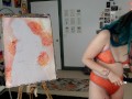 Camgirl Slut painting Slutty Self Portrait on LIVESTREAM