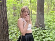 Beautiful smoking babe in the forest was fucked in ass and pissed in her mouth