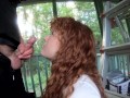 Amateur Redhead Kneeling For A Facial