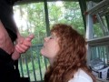 Amateur Redhead Kneeling For A Facial