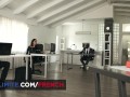 Torrid anal trio at work with Anissa Kate