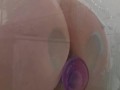Filthy Shower Slut: Bending Over for a Dildo Drilling