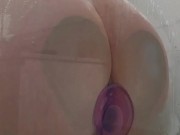 Filthy Shower Slut: Bending Over for a Dildo Drilling