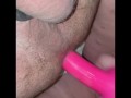 Mistress teases sub with toy, squirts and then fucks him with it