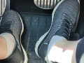 Revving my car with my sketchers sneakers