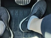 Revving my car with my sketchers sneakers