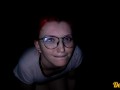 compilation of cum shots on the face of a cute girl with red hair and glasses
