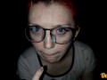 compilation of cum shots on the face of a cute girl with red hair and glasses