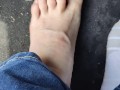 After work sweaty sock & shoe removal before I start pedal pumping with natural toe nails