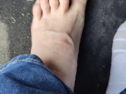 After work sweaty sock & shoe removal before I start pedal pumping with natural toe nails