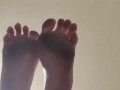 Giantess with dirty feet smashing a little man