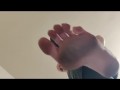 Giantess with dirty feet smashing a little man