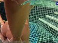 Real passionate sex underwater of a couple in love on vacation, risky outdoors