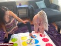 Twister game with a lesbian twist after they both get naked