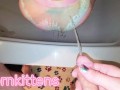 I piss on her panties then she pisses her panties
