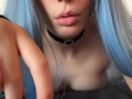Bluehair Barely Legal Alt Girl with Titties out smoking (Full Vid on my OnlyFans/ManyVids)