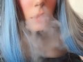 Bluehair Barely Legal Alt Girl with Titties out smoking (Full Vid on my OnlyFans/ManyVids)