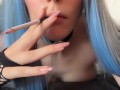 Bluehair Barely Legal Alt Girl with Titties out smoking (Full Vid on my OnlyFans/ManyVids)
